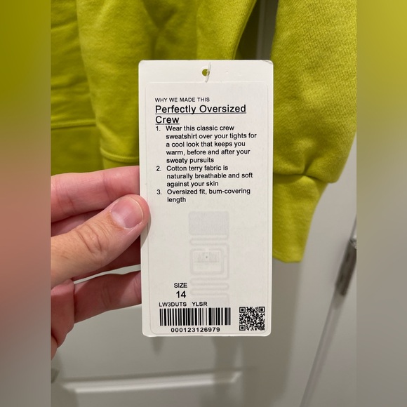 Lululemon Sweatshirt Perfectly Oversized Crew Size 14 Yellow Serpentine - Picture 2 of 16